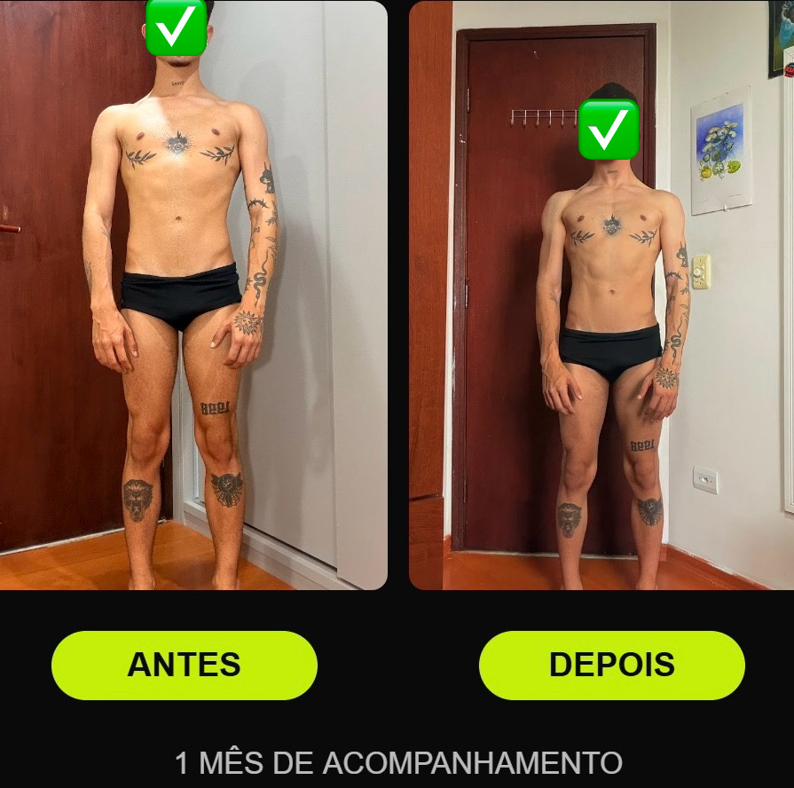 Transformação antes e depois de aluno 2 da Team Menão