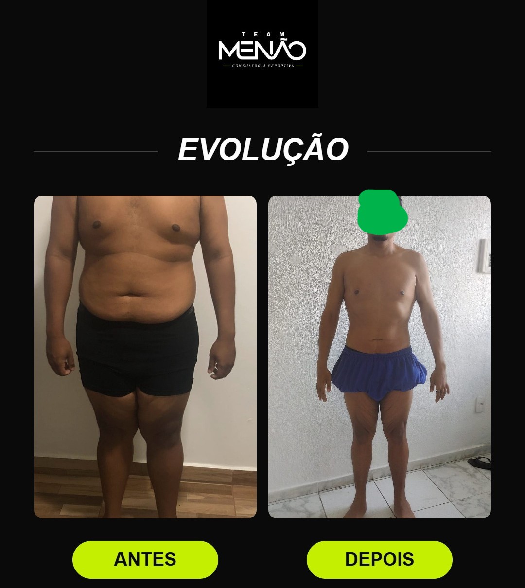 Transformação antes e depois de aluno 3 da Team Menão
