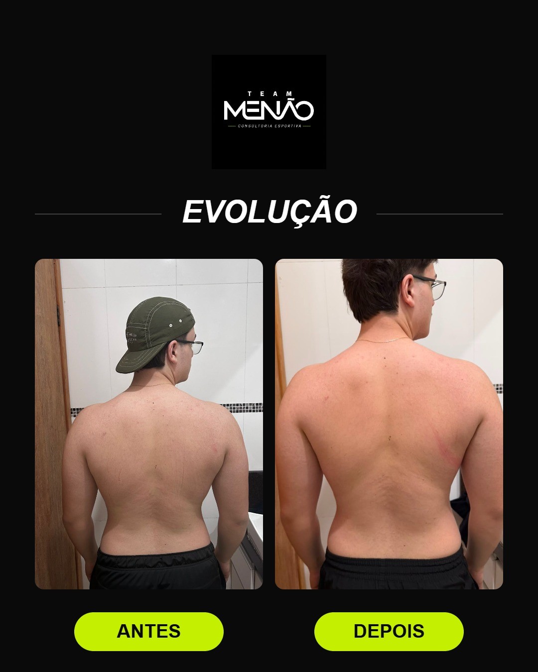 Transformação antes e depois de aluno 5 da Team Menão